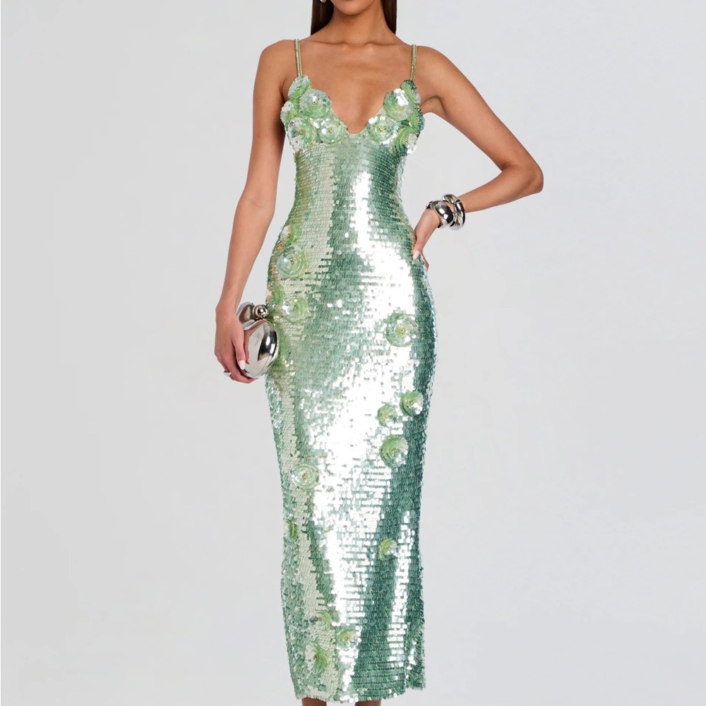 Retrofete INES SEQUIN DRESS in Pistachio